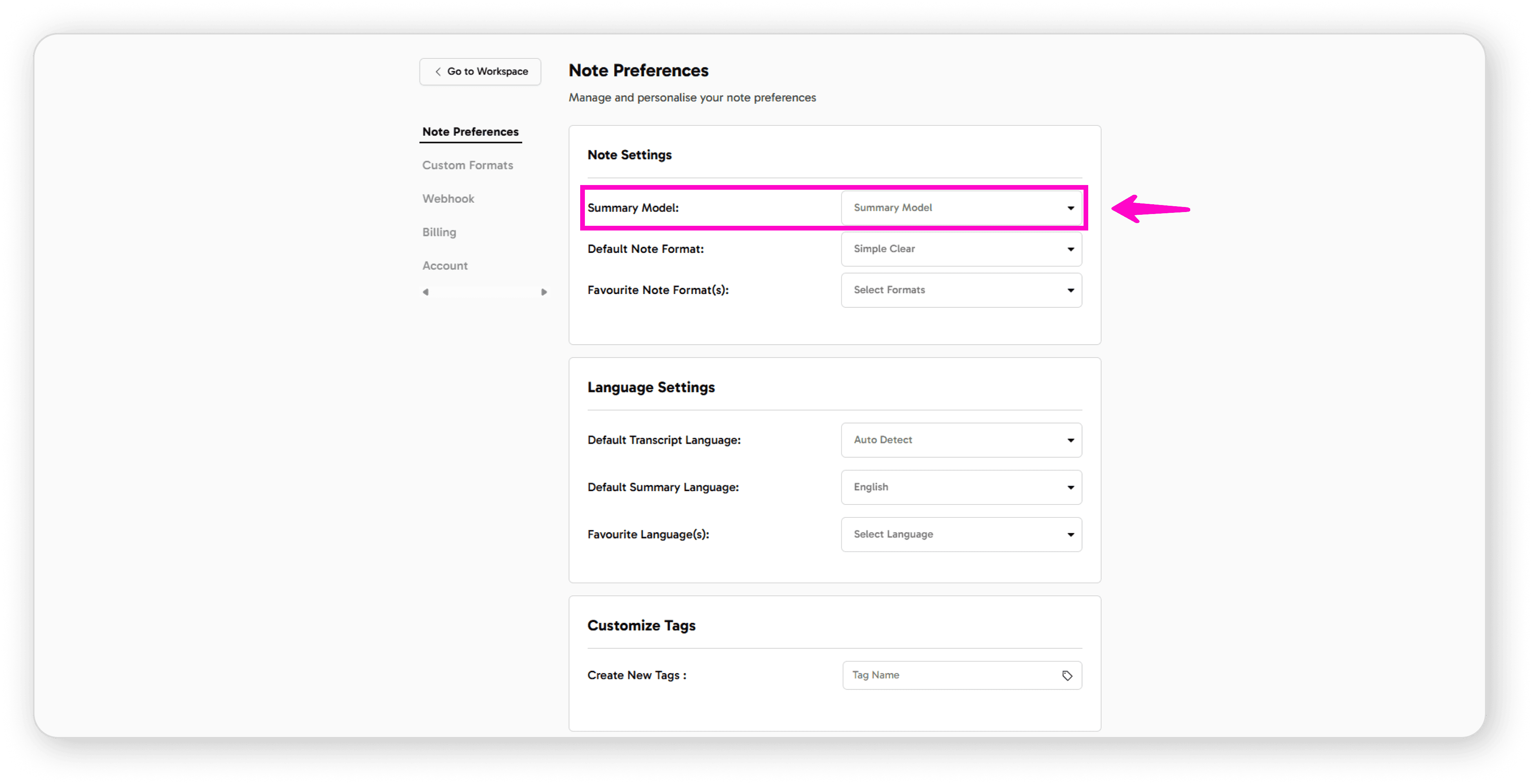 Summary Model option