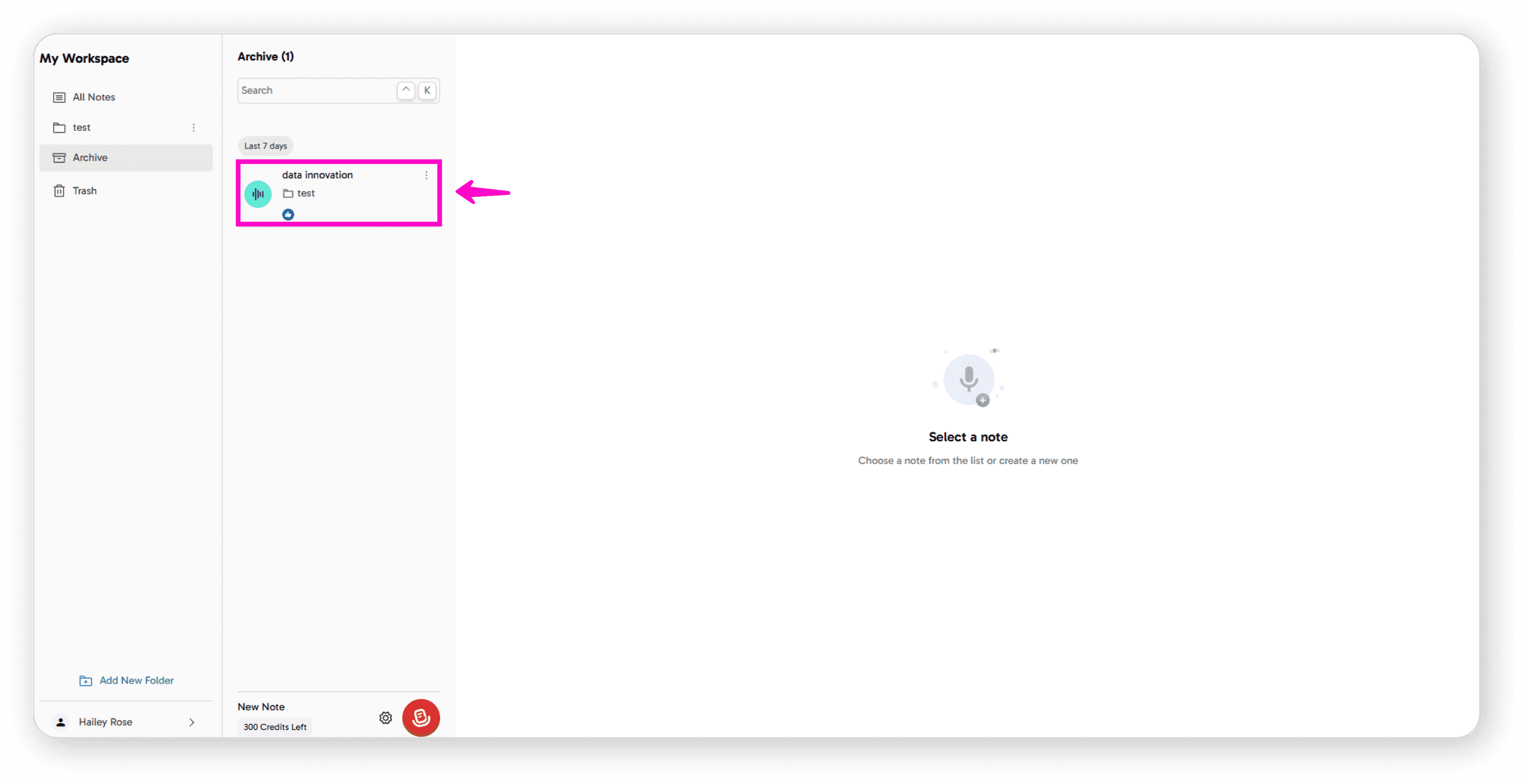 Find note to unarchive