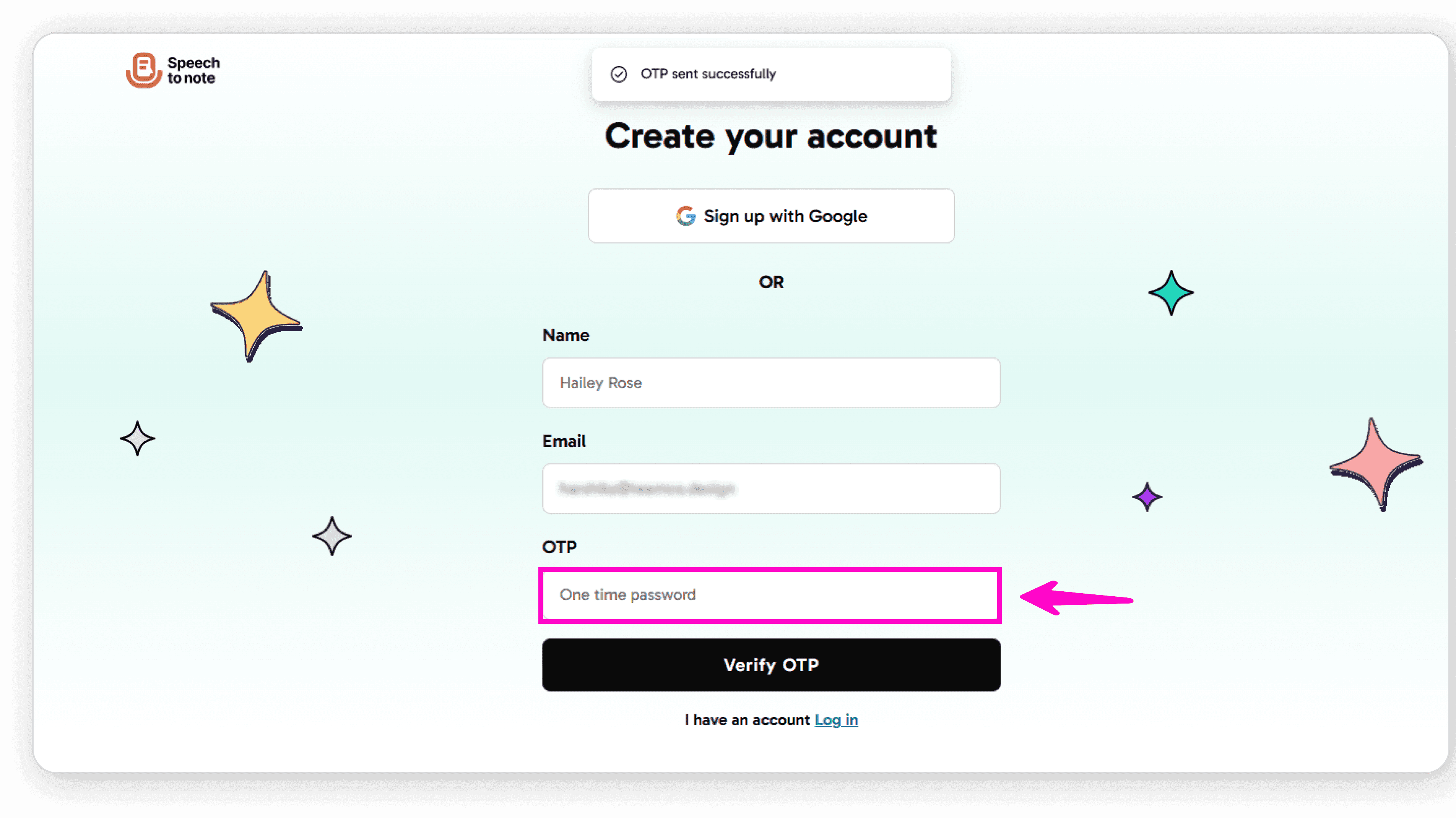 Paste verification code