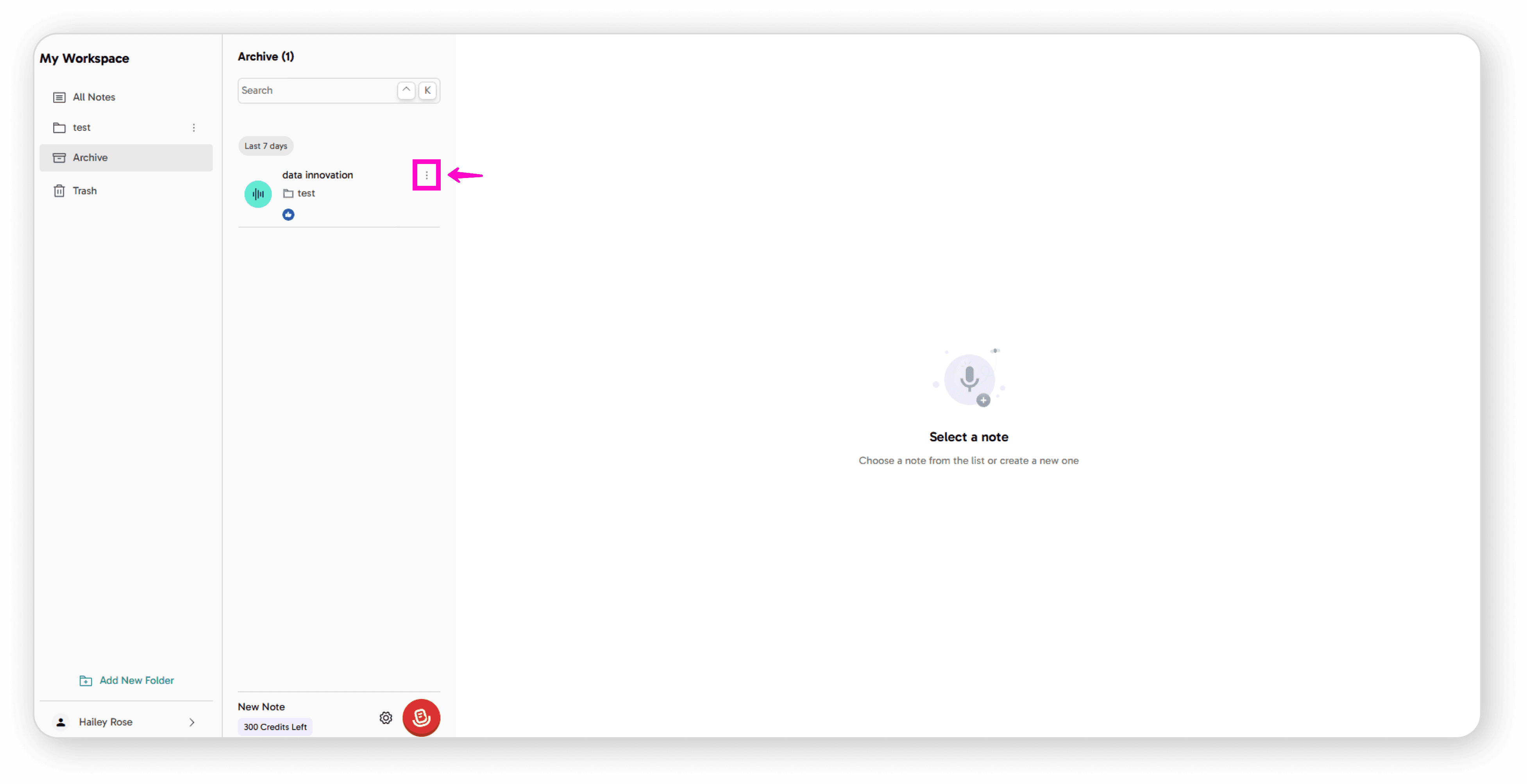 3-dot menu next to note