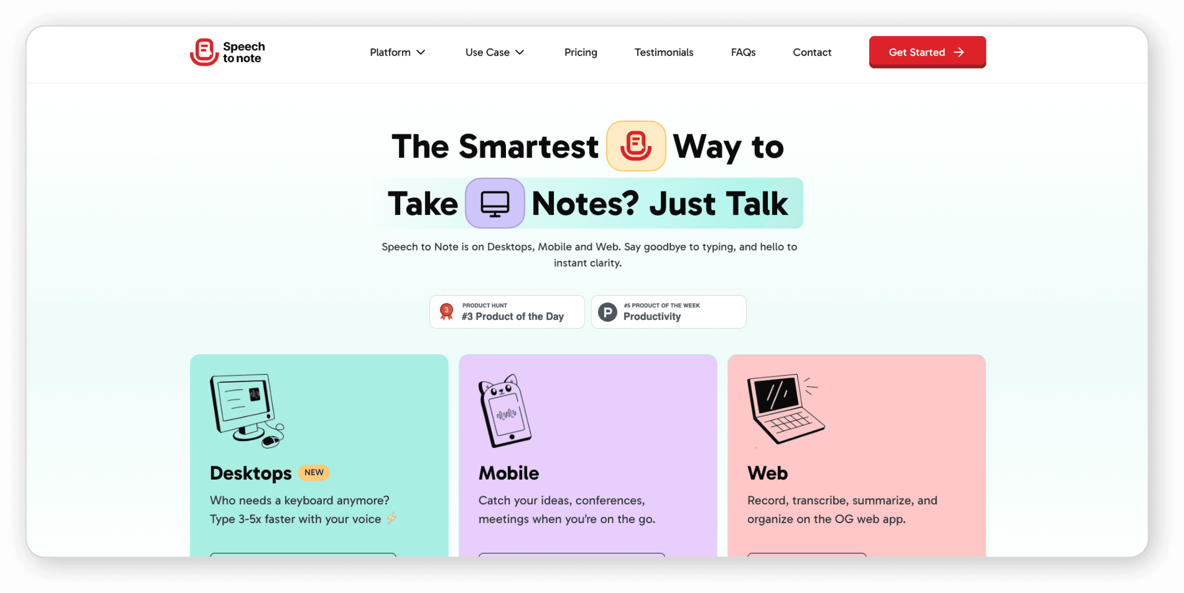Speech to Note registration page