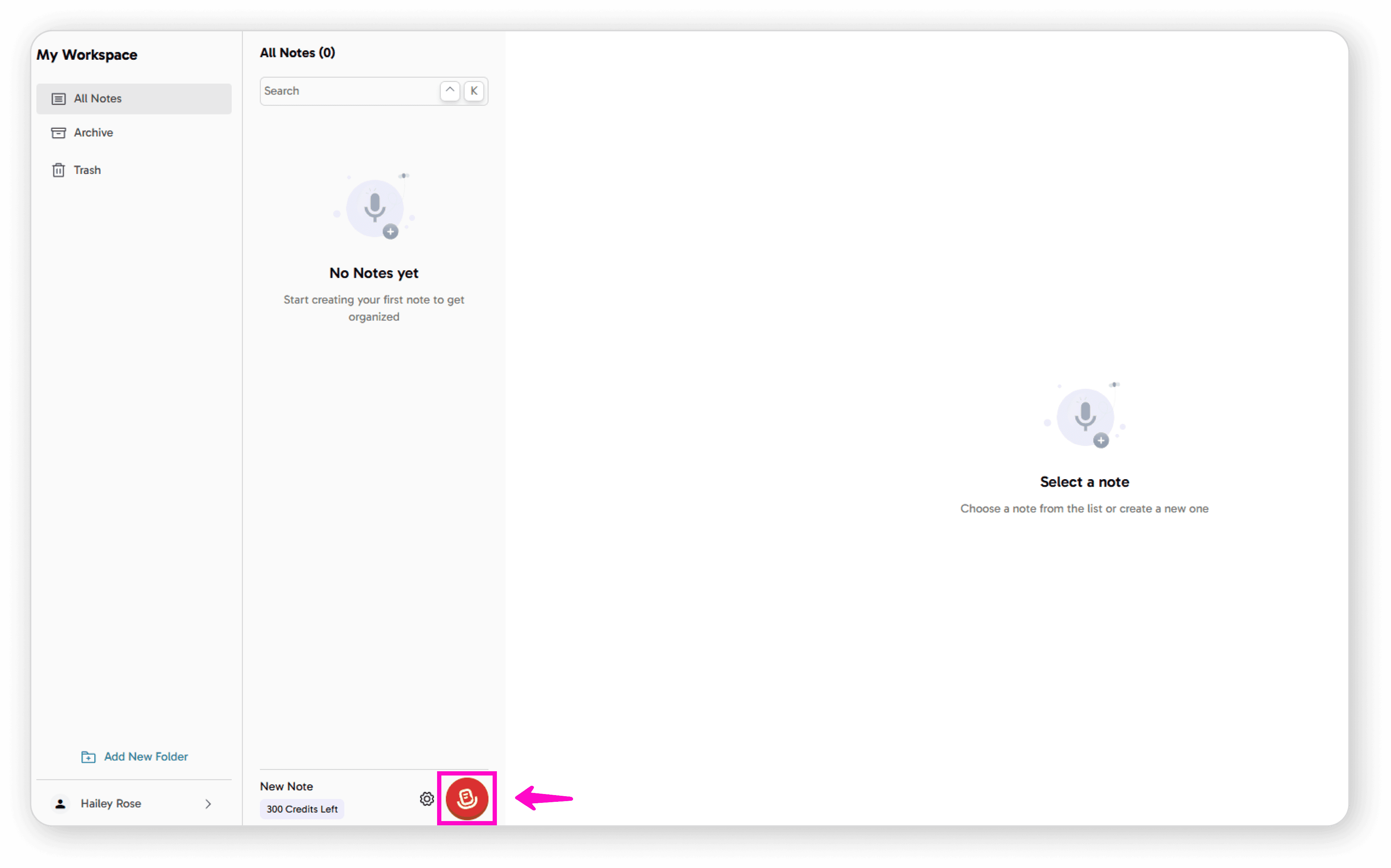 Click Mic Button on Dashboard